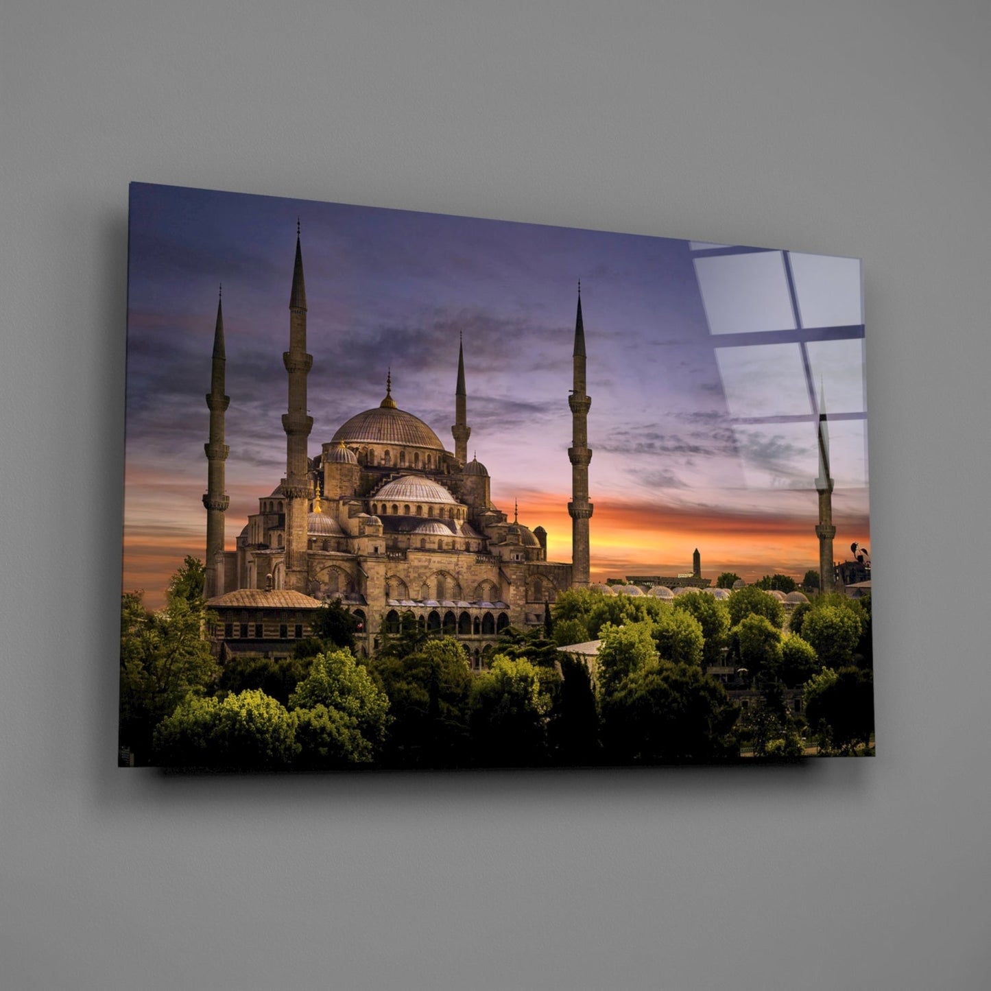 Blue Mosque Glass Wall Art