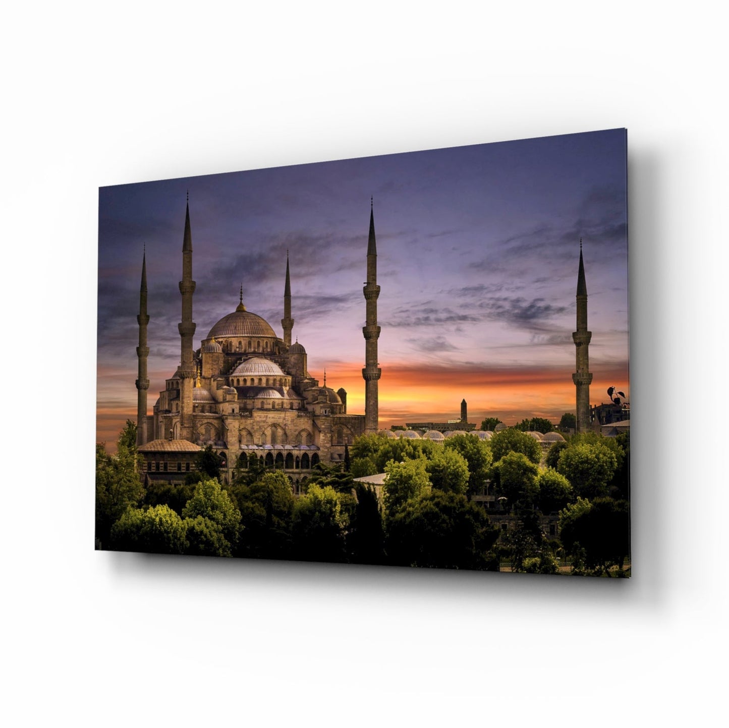 Blue Mosque Glass Wall Art