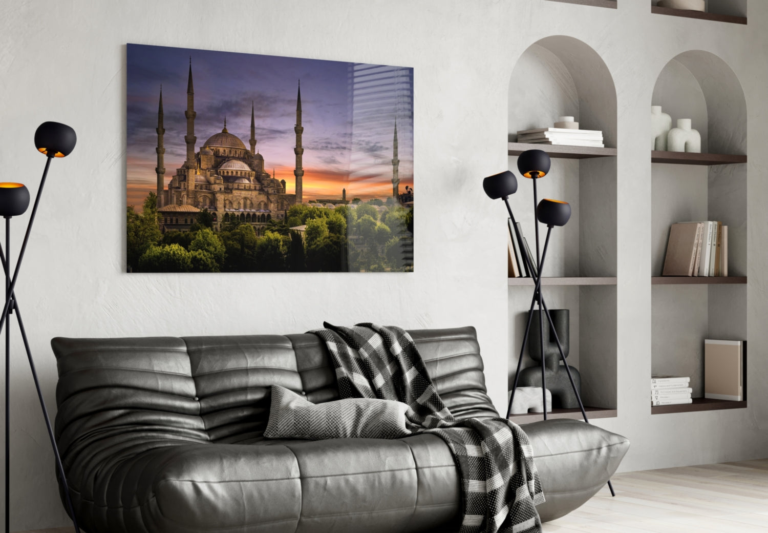 Blue Mosque Glass Wall Art