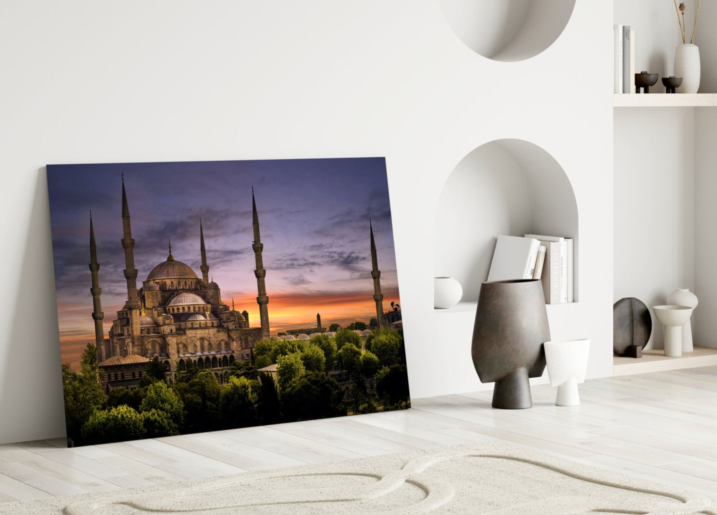 Blue Mosque Glass Wall Art