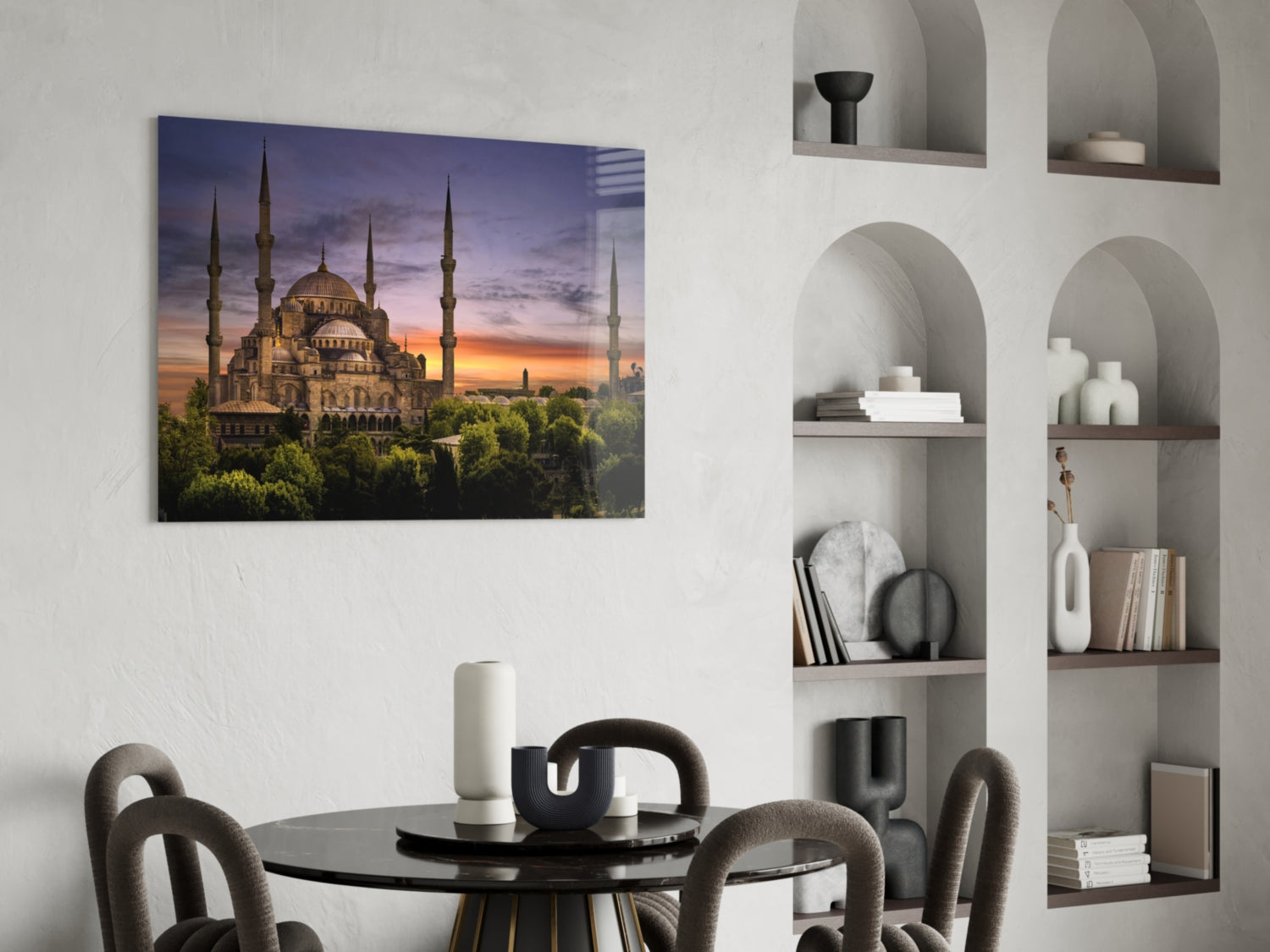 Blue Mosque Glass Wall Art