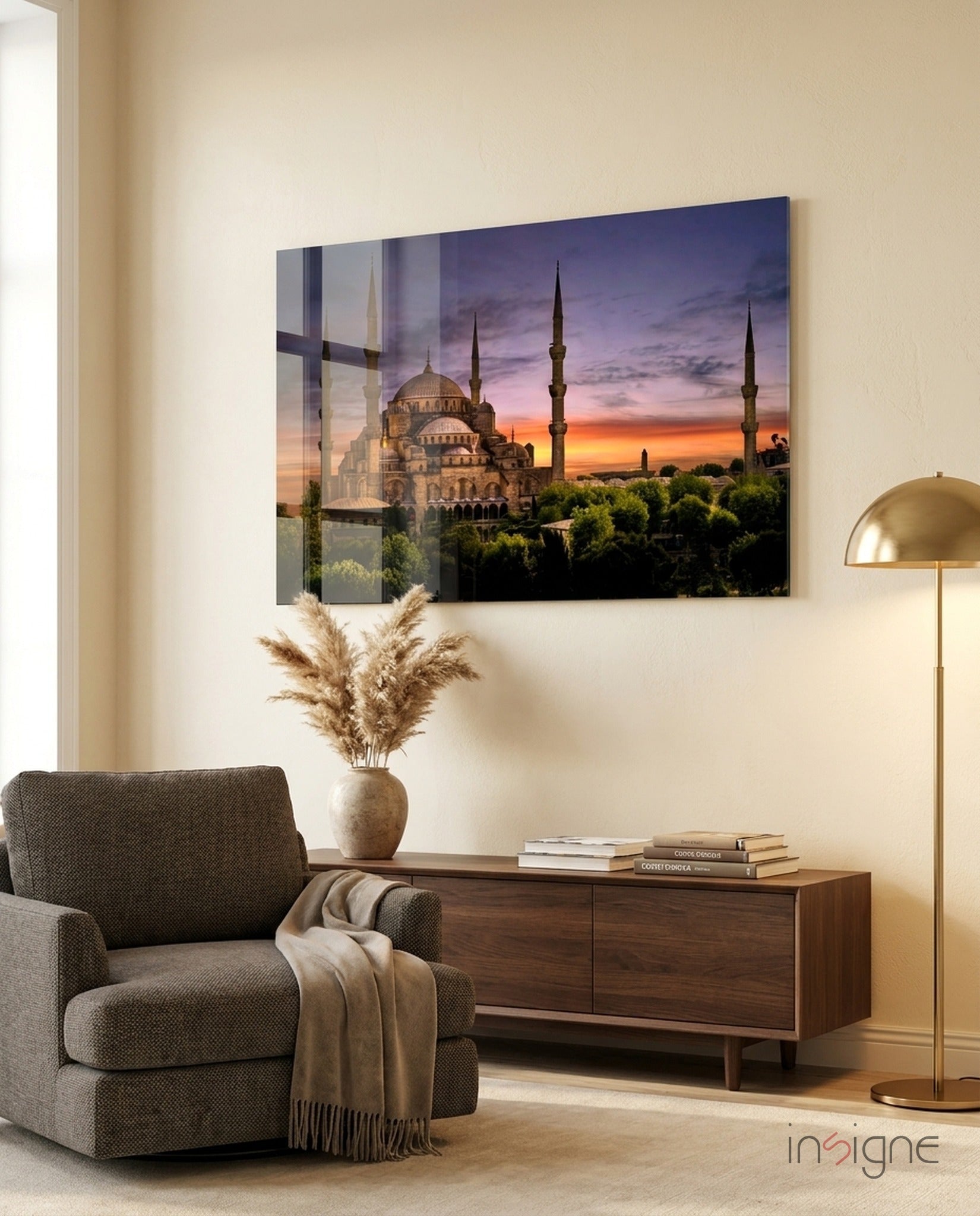 Blue Mosque Glass Wall Art