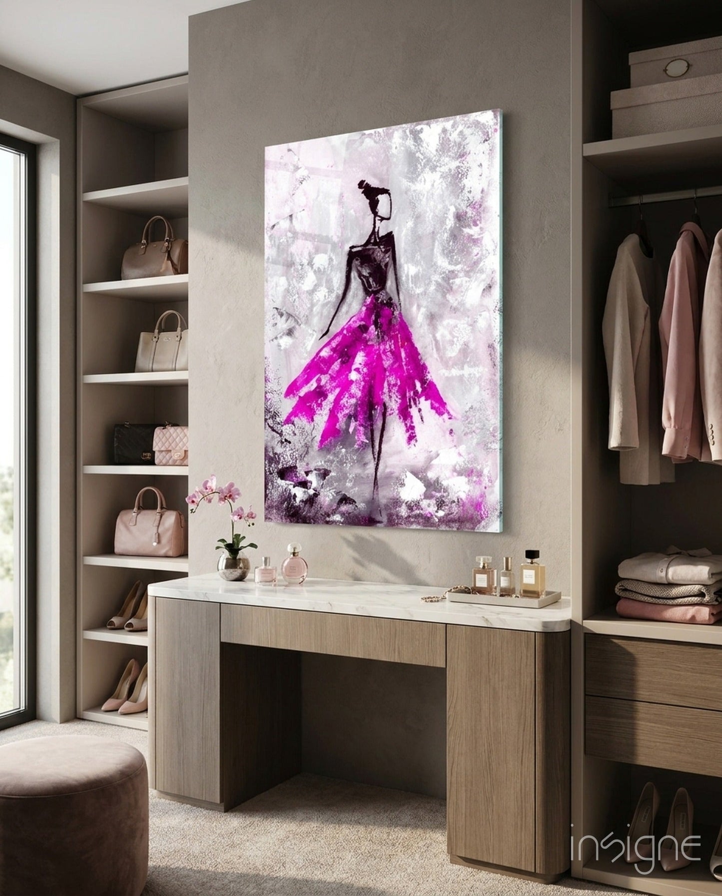 Woman (Pink) Glass Wall Art