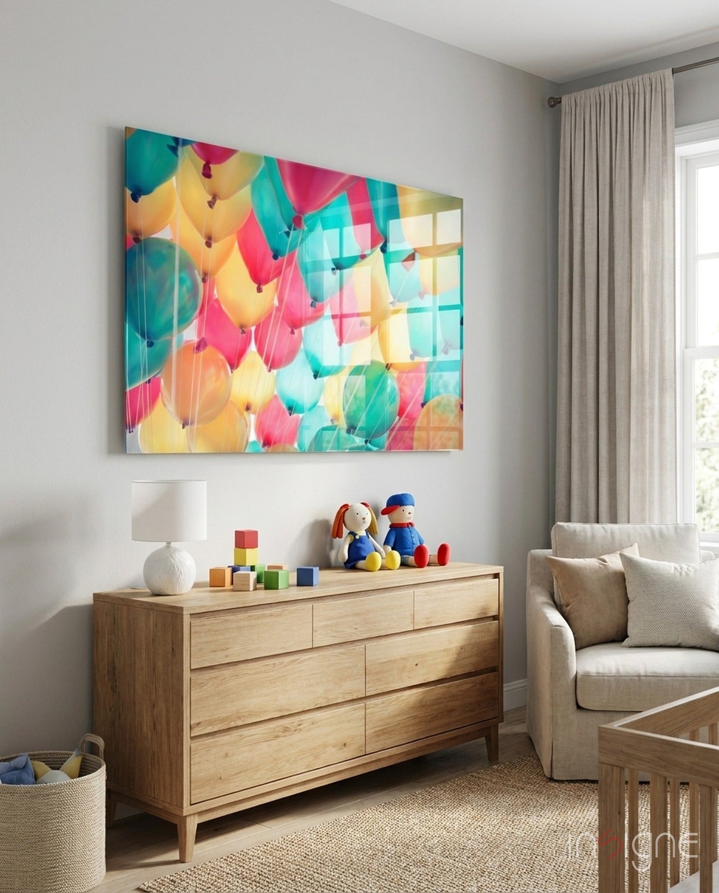 Balloons Glass Wall Art