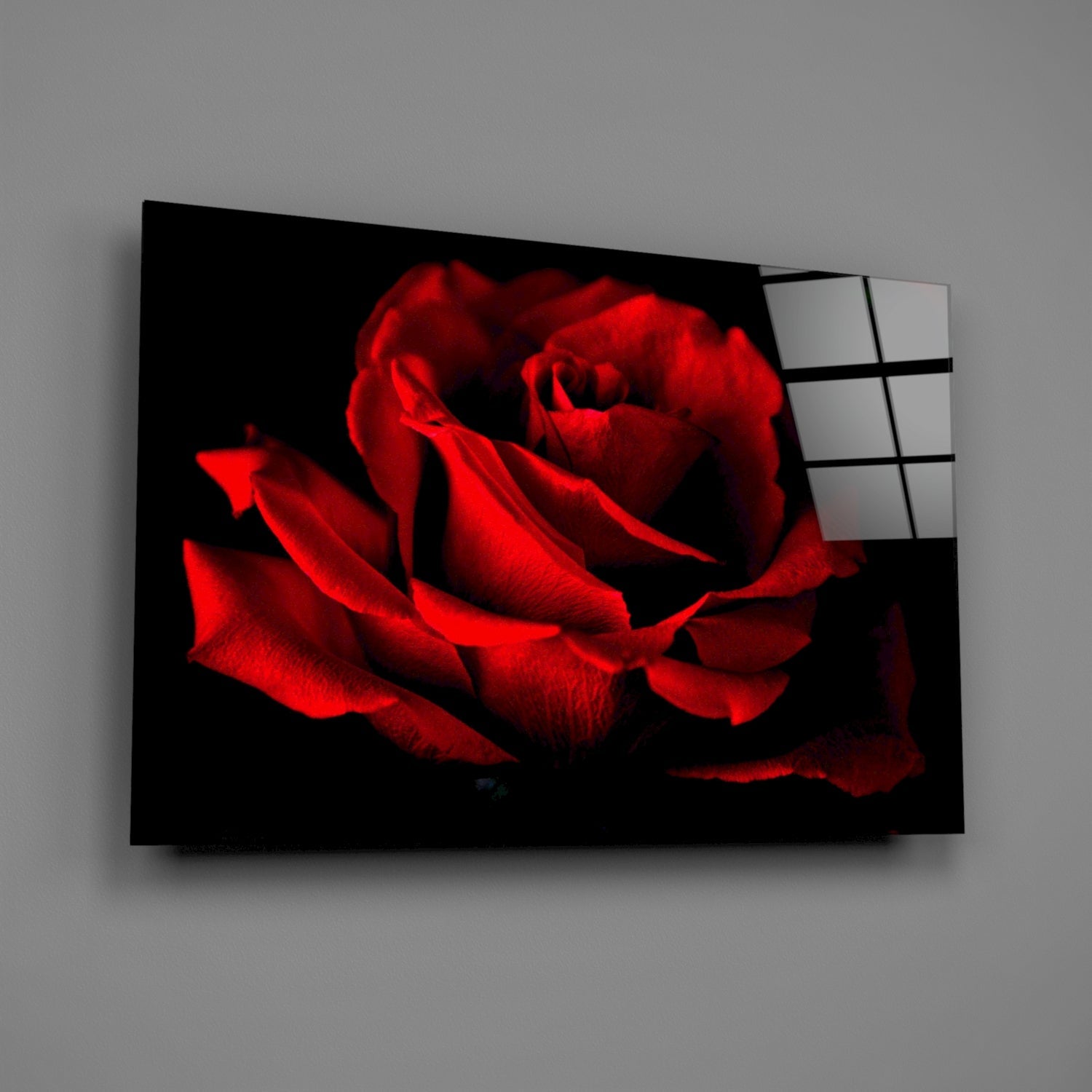 Red Rose Glass Wall Art