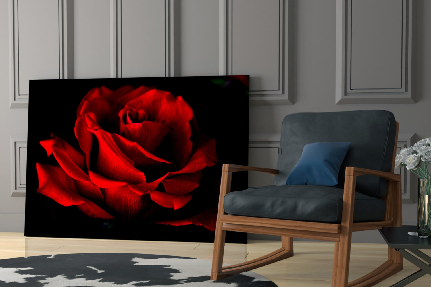 Red Rose Glass Wall Art