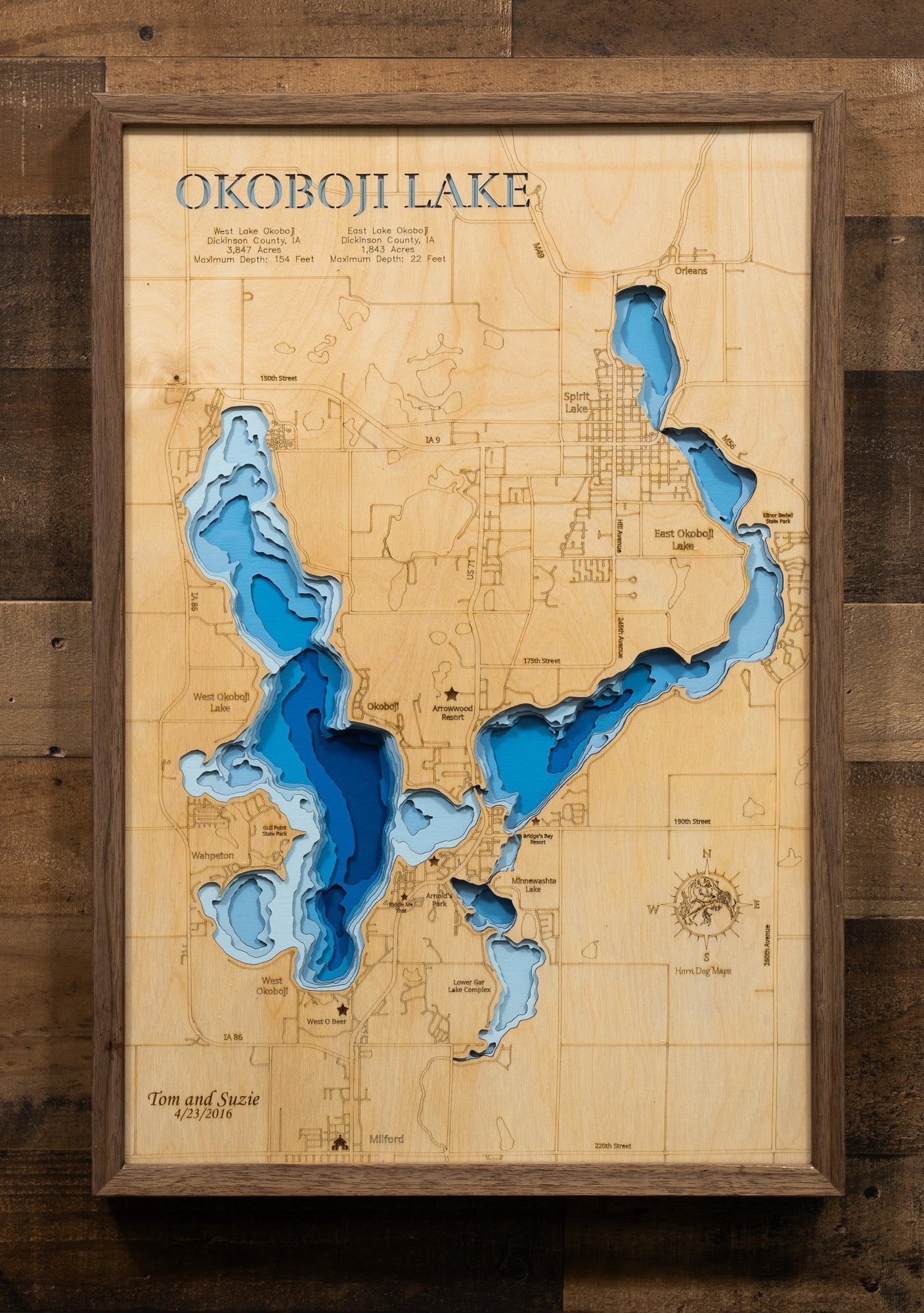 East and West Okoboji Lakes in Dickinson County, Iowa