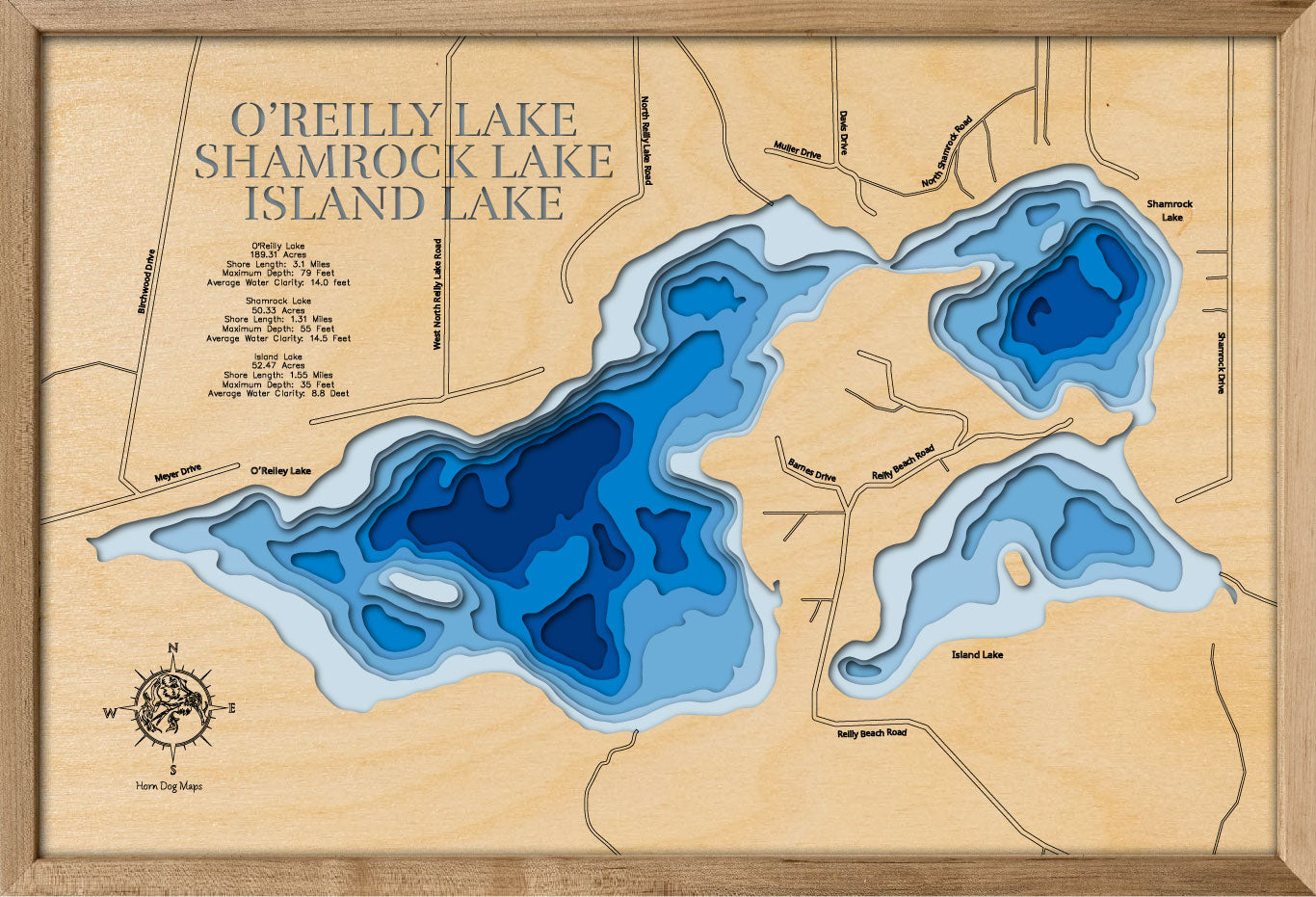 O'Reilly, Shamrock, and Island Lakes in Itasca County, Minnesota