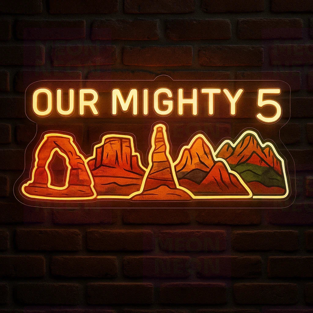 Our Mighty 5 Utah LED Neon Sign