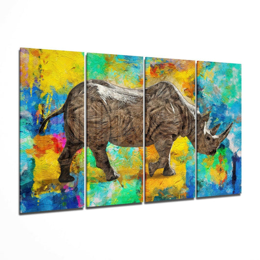 Rhino 4 Pieces Mega Glass Wall Art (59"x36")