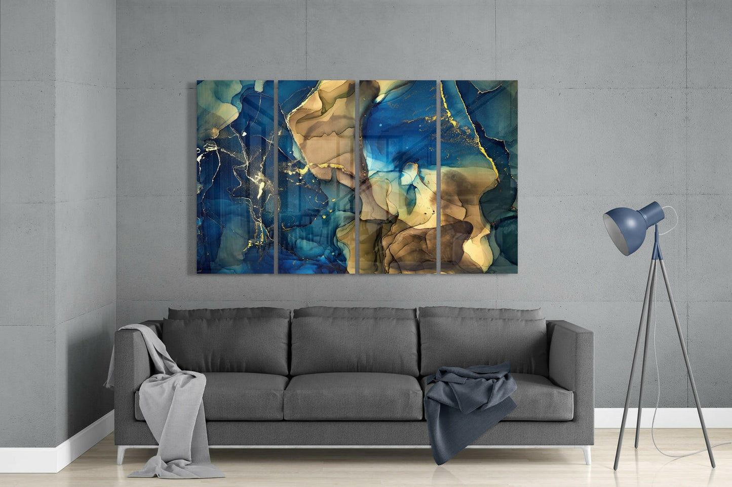 Marble 4 Pieces Mega Glass Wall Art (59"x36")