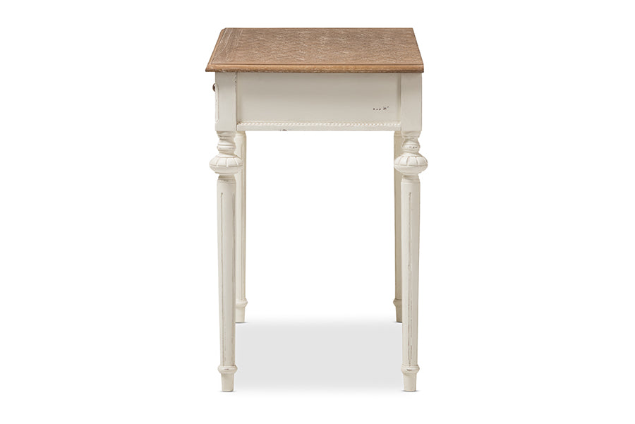 Baxton Studio Marquetterie French Provincial Weathered Oak and Whitewash Writing Desk