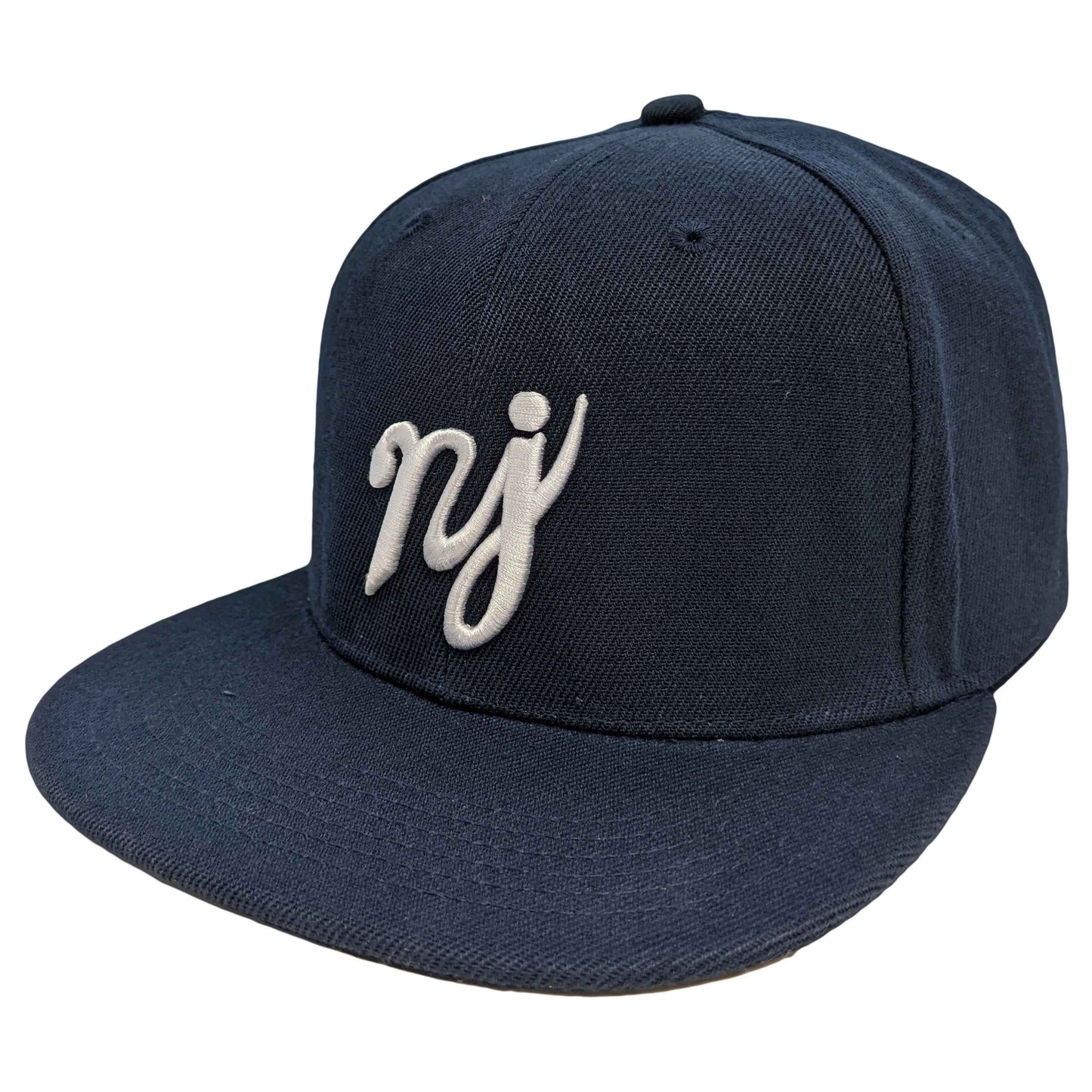 Navy "NJ" Script Snapback Hat - Premium Garden State Streetwear