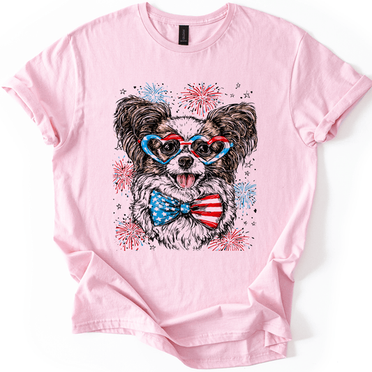 Papillon Patriotic Dog USA Flag Lover Edition For Pet Parents And Fourth Of July Enthusiasts Graphic Tee