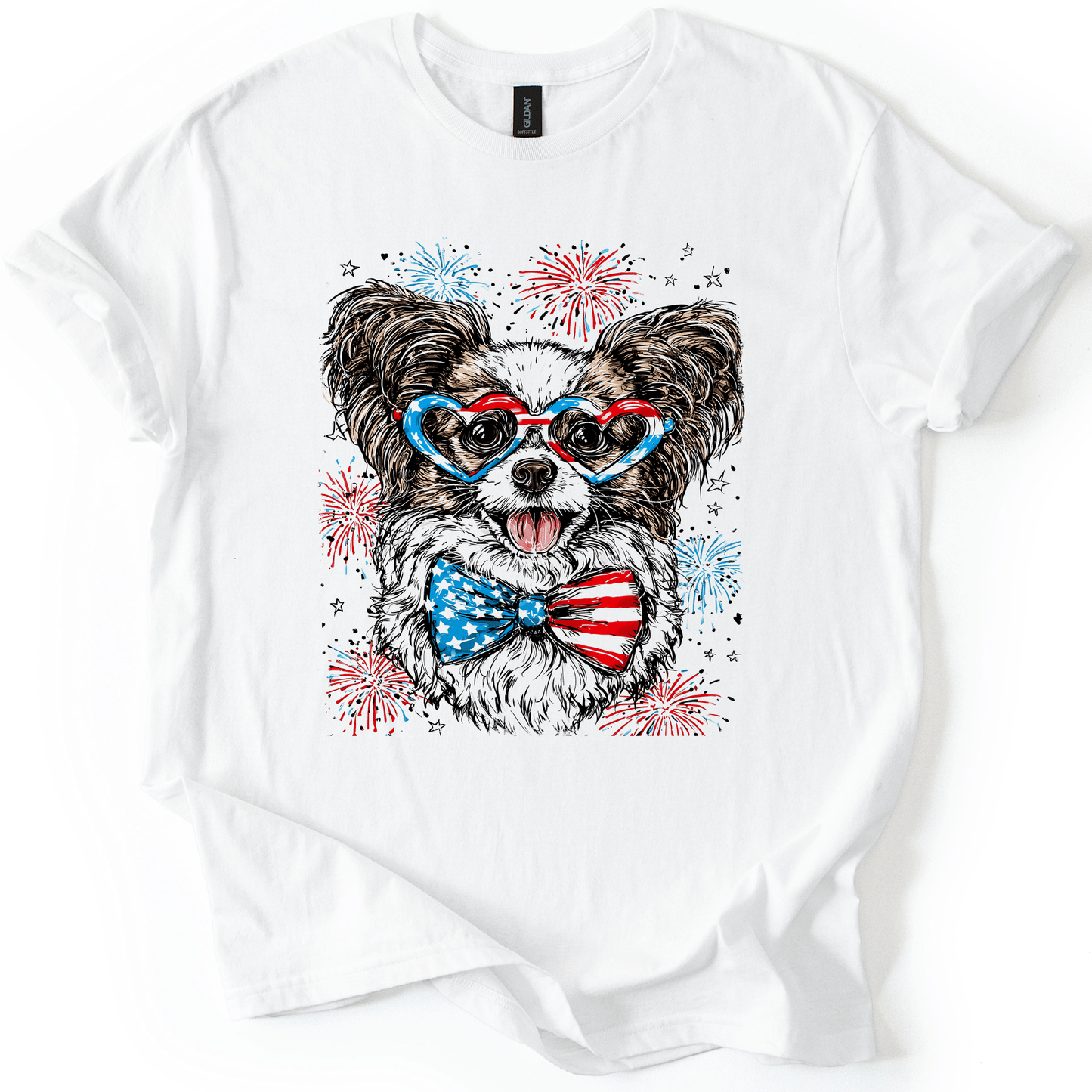 Papillon Patriotic Dog USA Flag Lover Edition For Pet Parents And Fourth Of July Enthusiasts Graphic Tee
