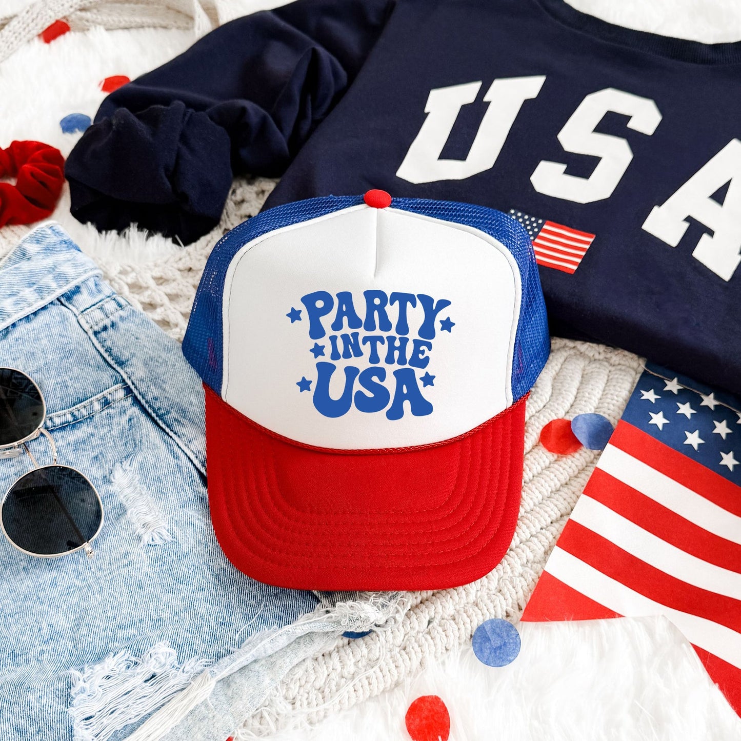 Party In The USA Patriotic Celebration Edition For Independence Day Lovers Trucker Hat