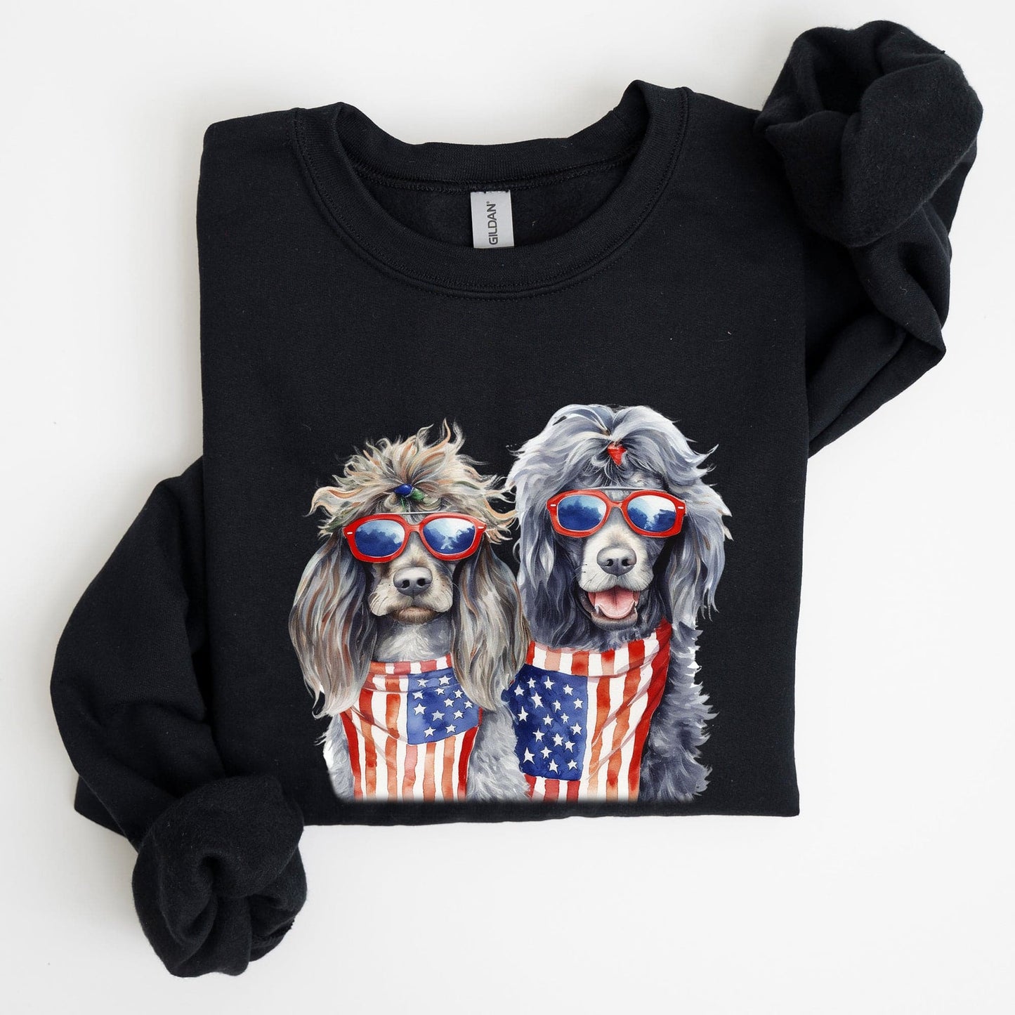 Patriotic Dogs Hippie 4th of July United States Flag Design for Pet Lovers Sweatshirt