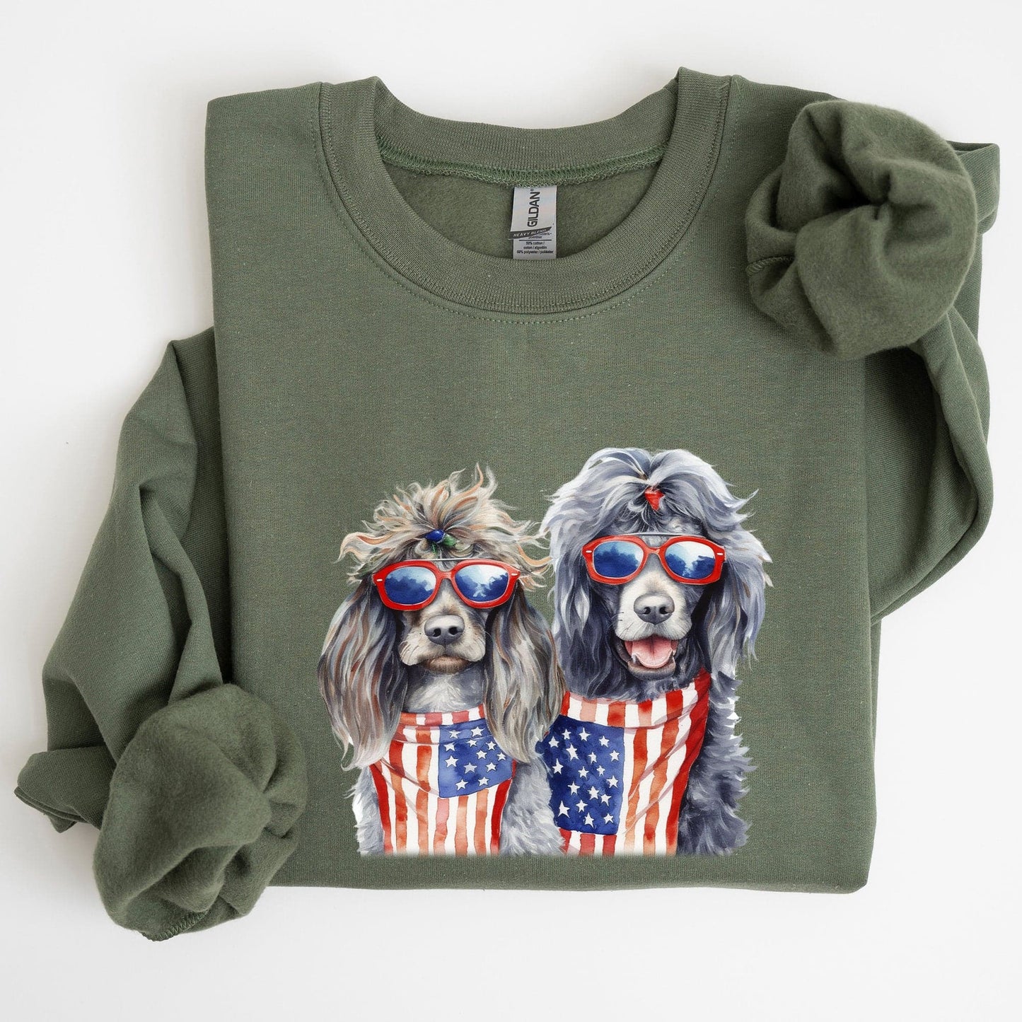 Patriotic Dogs Hippie 4th of July United States Flag Design for Pet Lovers Sweatshirt