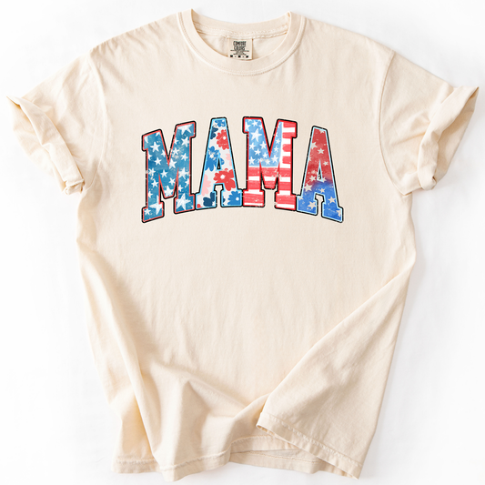 Patriotic Mama Fourth Of July America Pride Celebration For Lovers Of Country And Freedom Comfort Colors Tee