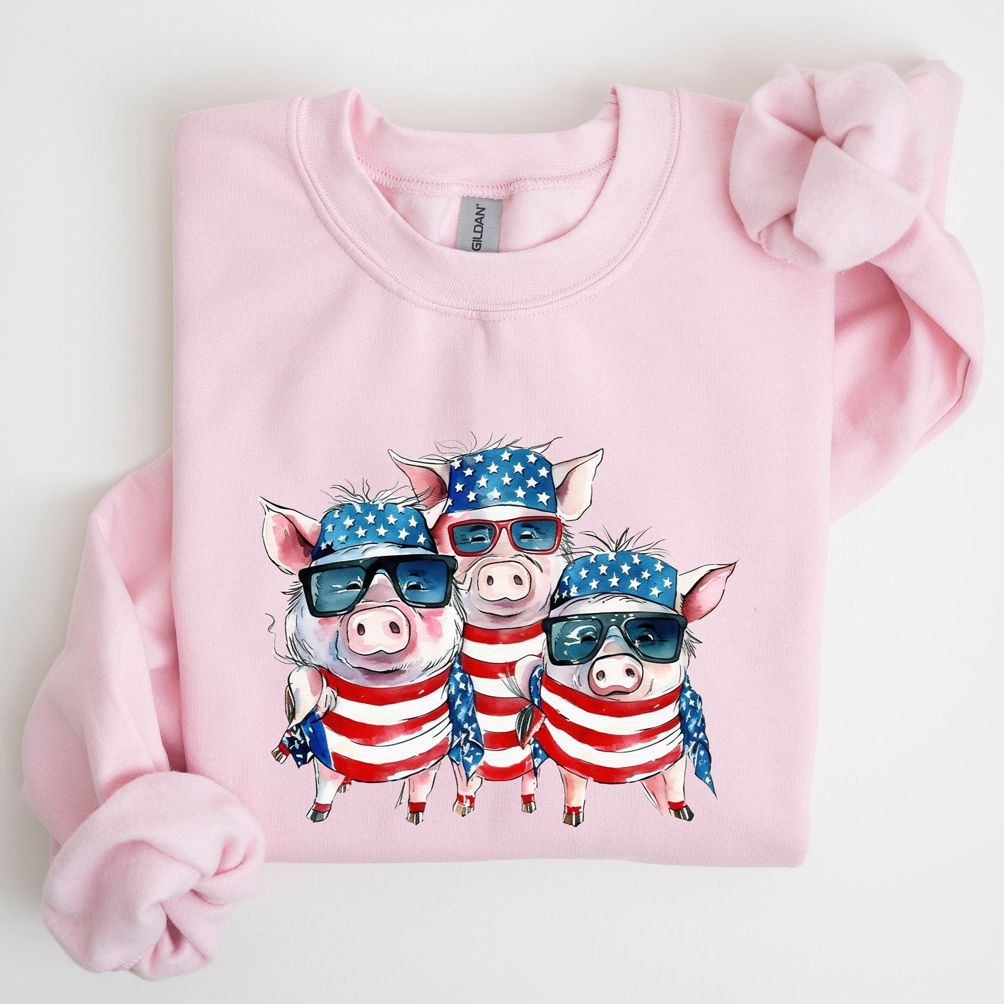 Patriotic Pigs Hippie Funny 4th Of July Celebration Graphic Punk Rock Vibe Sweatshirt