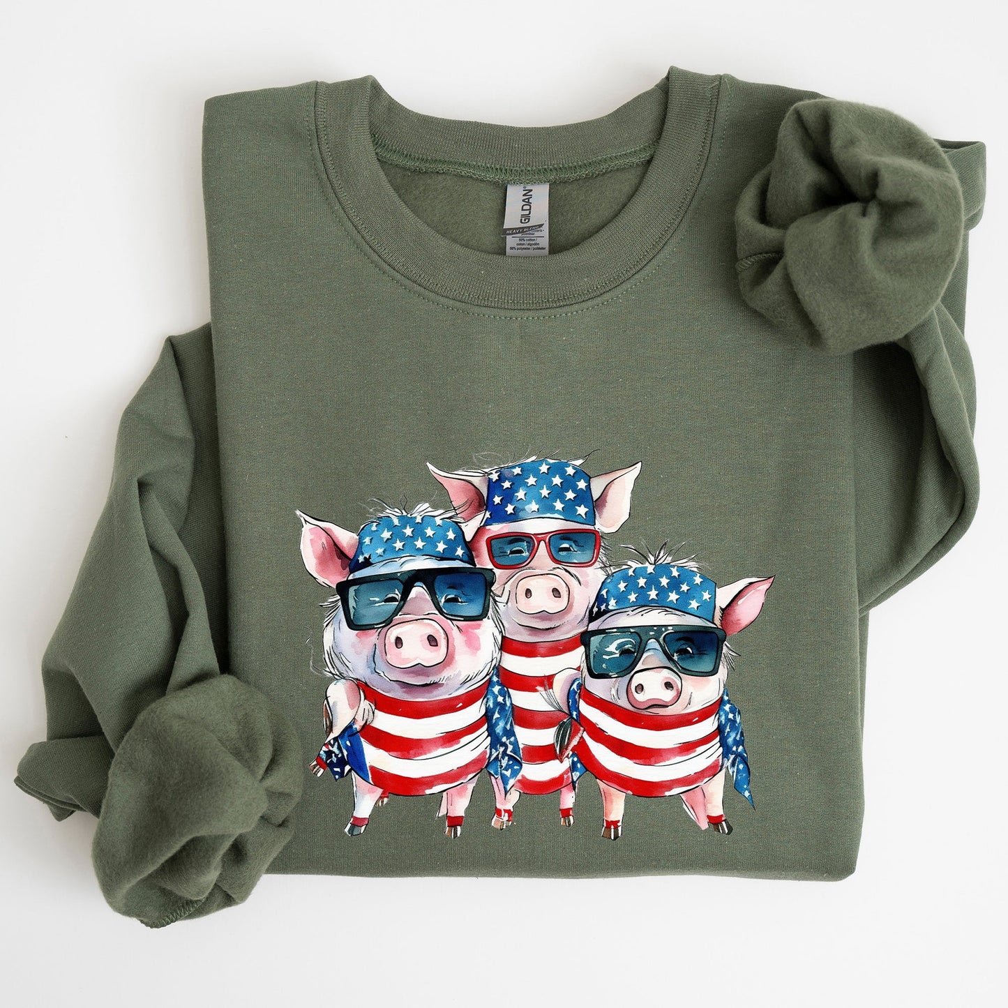 Patriotic Pigs Hippie Funny 4th Of July Celebration Graphic Punk Rock Vibe Sweatshirt