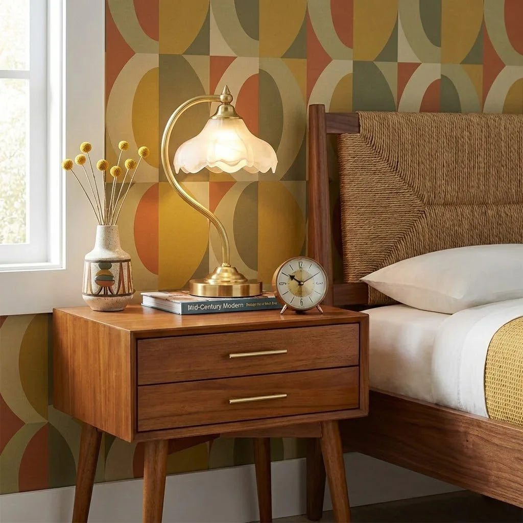 Petal Glow Brass & Glass Table Lamp