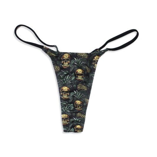 Pineapple Skull Pattern Women's Polyester Thong