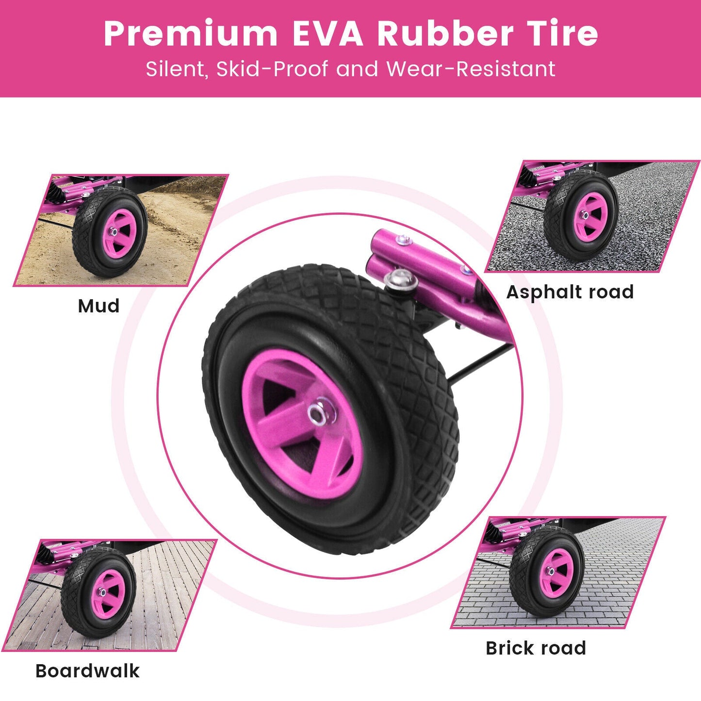 4 Wheels Kids Ride On Pedal Powered Bike Go Kart Racer Car Outdoor Play Toy-Pink