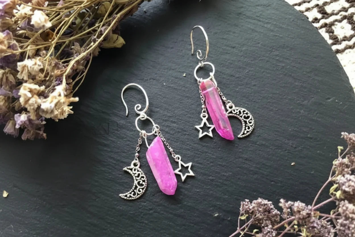 Crystal Crescent Moon Earrings