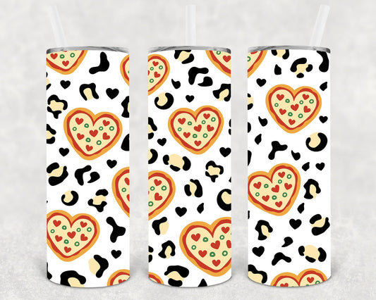 Pizza Heart Leopard 20 oz Skinny Tumbler