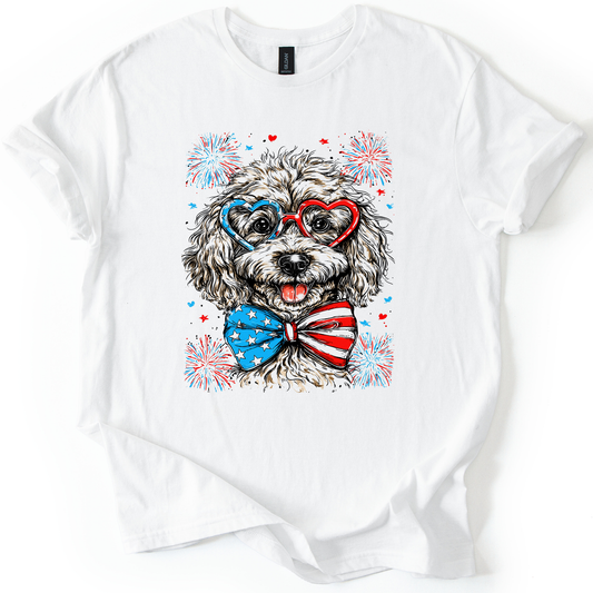Poodle Patriotic Dog USA Pride For Pet Lovers Everywhere 4th Of July Celebration Graphic Tee