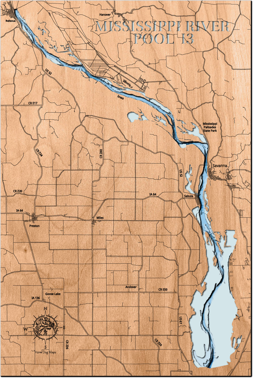 Pool 13 of the Mississippi River in Iowa and Illinois
