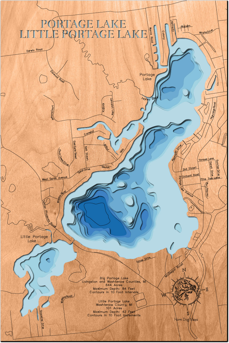Portage Lake and Little Portage Lake in Livingston and Washtenaw Counties, Michigan