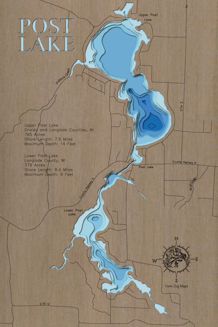 Upper and Lower Post Lakes in Oneida and Langlade Counties, Wisconsin