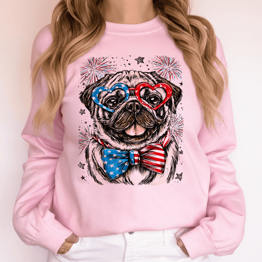 Pug Patriotic Dog USA 4th Of July Pride Pet Lover Edition Stars And Stripes Americana Celebration Sweatshirt