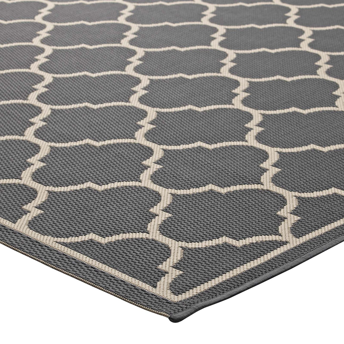 Avena Moroccan Quatrefoil Trellis Indoor and Outdoor 9x12 Area Rug by Modway