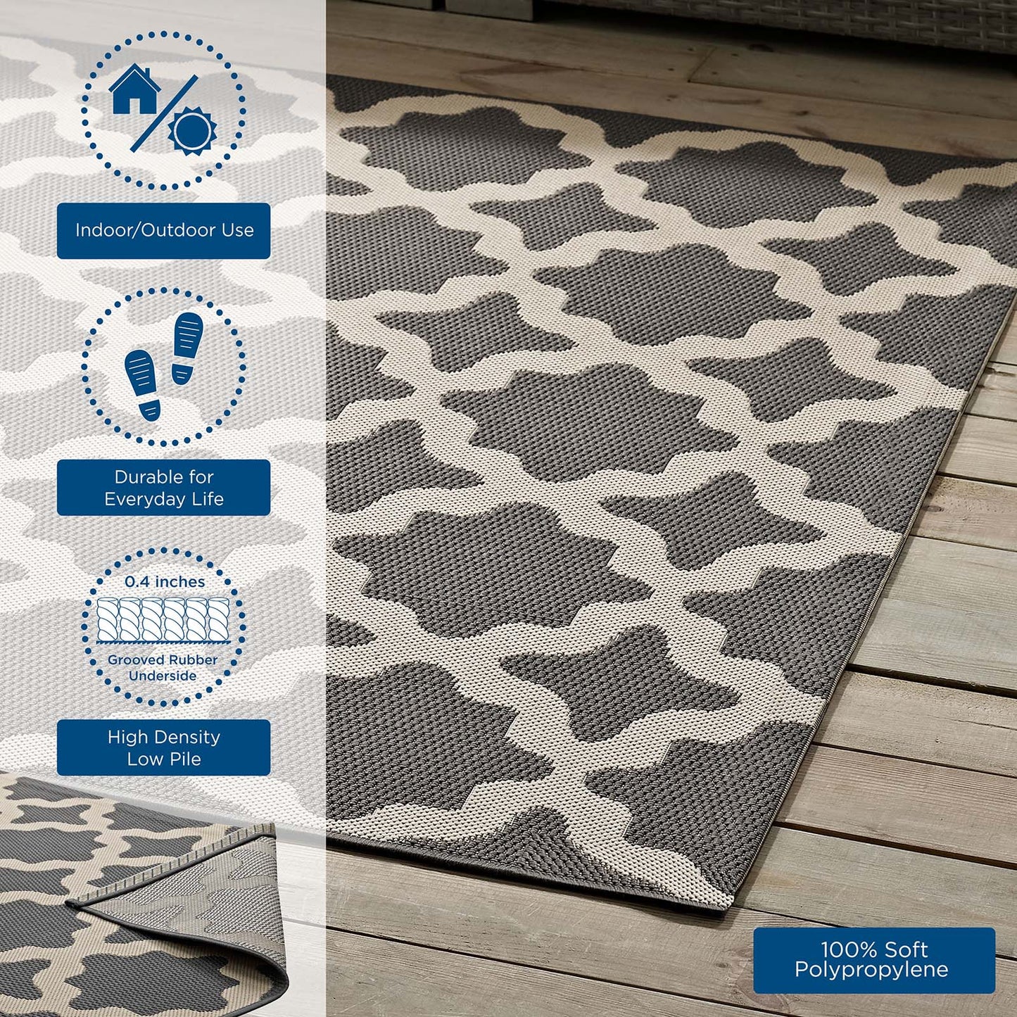 Cerelia Moroccan Trellis Indoor and Outdoor 9x12 Area Rug by Modway