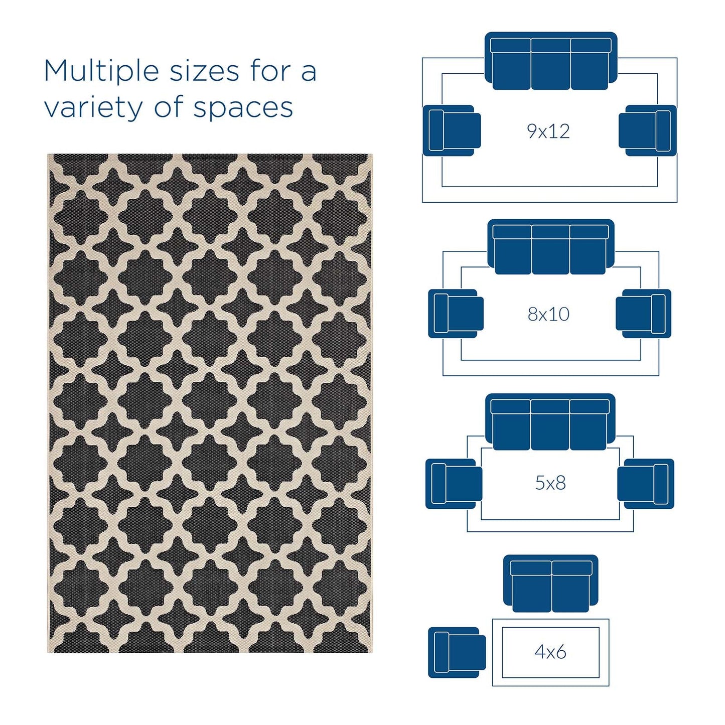 Cerelia Moroccan Trellis Indoor and Outdoor 9x12 Area Rug by Modway