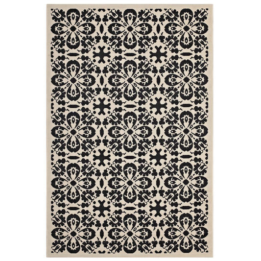 Ariana Vintage Floral Trellis Indoor and Outdoor 4x6 Area Rug by Modway