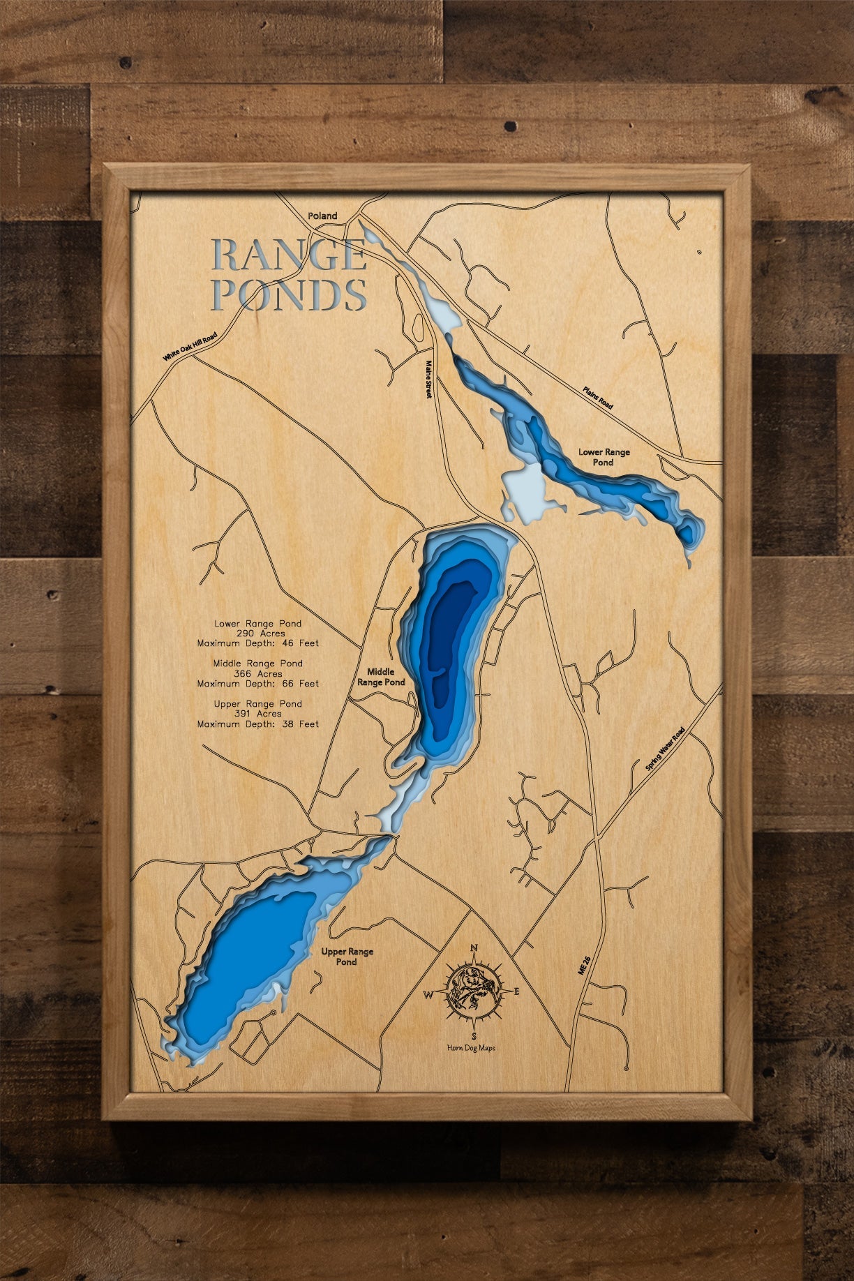 Upper, Middle, and Lower Range Ponds in Poland, Maine