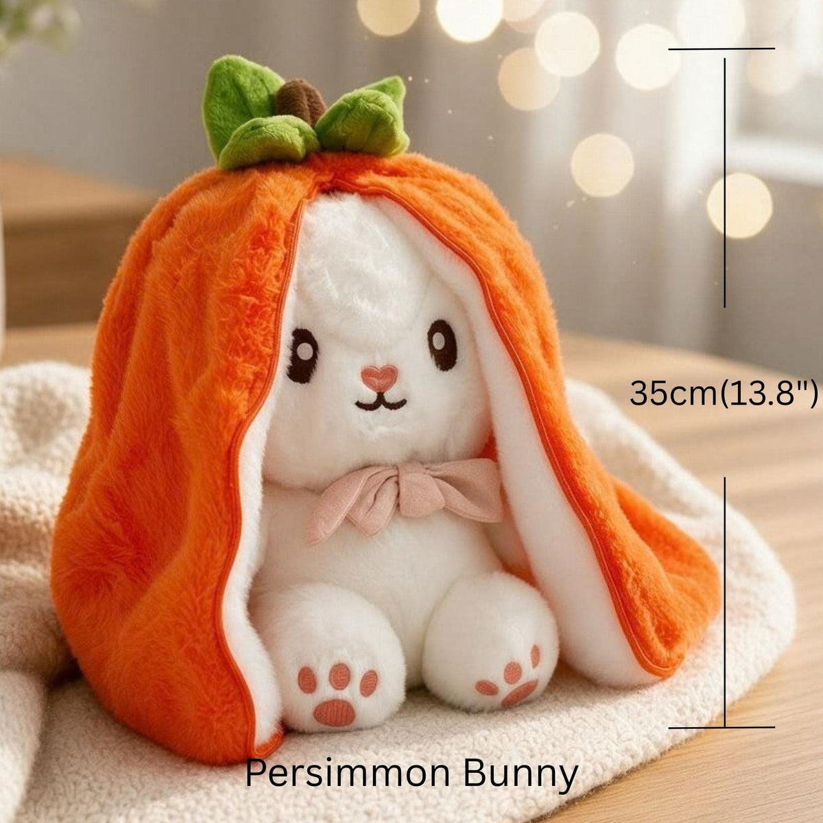 Reversible Strawberry Bunny Plush Toy Soft Polyester Stuffed Animal for Kids Hide and Seek Transforming Toy