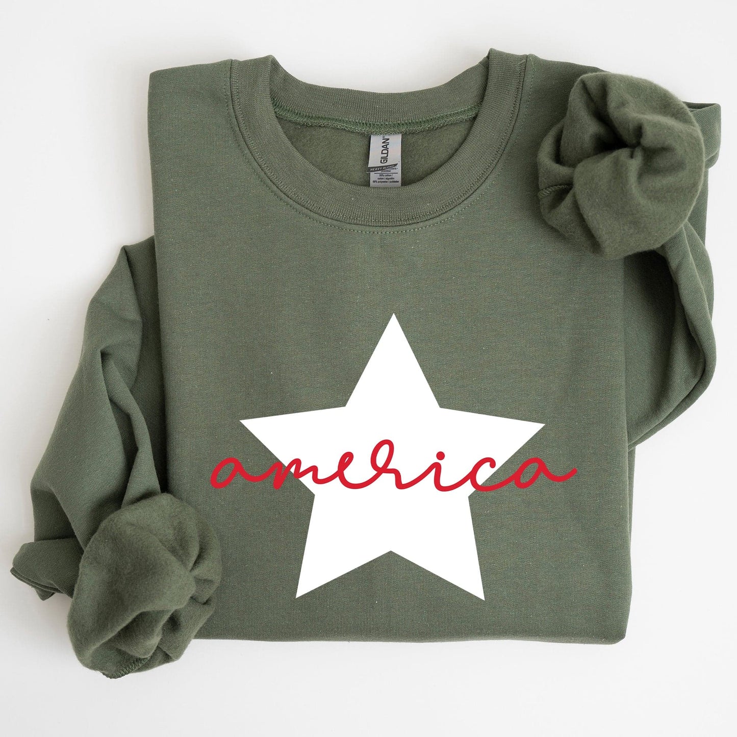 Retro America Star Red White Blue 4th Of July Patriotic Flag Design Graphic Sweatshirt