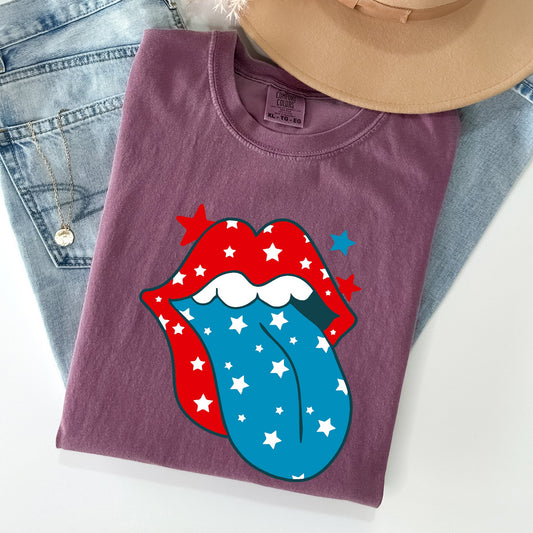 Retro Party In The USA Fourth Of July Tongue Nostalgia Vintage Graphic Design Comfort Colors Tee