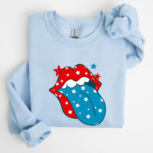 Retro Party In The USA Tongue Fourth Of July Independence Day Celebration Graphic Sweatshirt