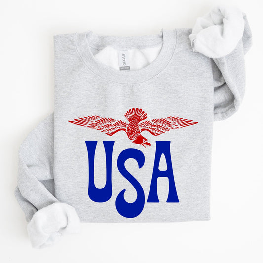Retro USA Eagle America Patriotic Fourth of July Vintage Style Graphic Sweatshirt