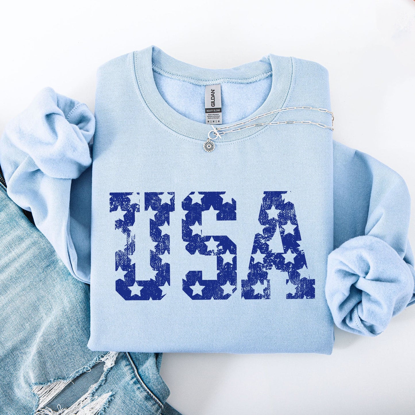 Retro USA Stars Patriotic America 4th Of July American Flag Design Graphic Sweatshirt