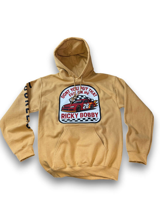 Ricky Bobby Hoodie – Don’t You Put That Evil on Me – Funny Racing-Inspired Hoodie by Luckless Outfitters