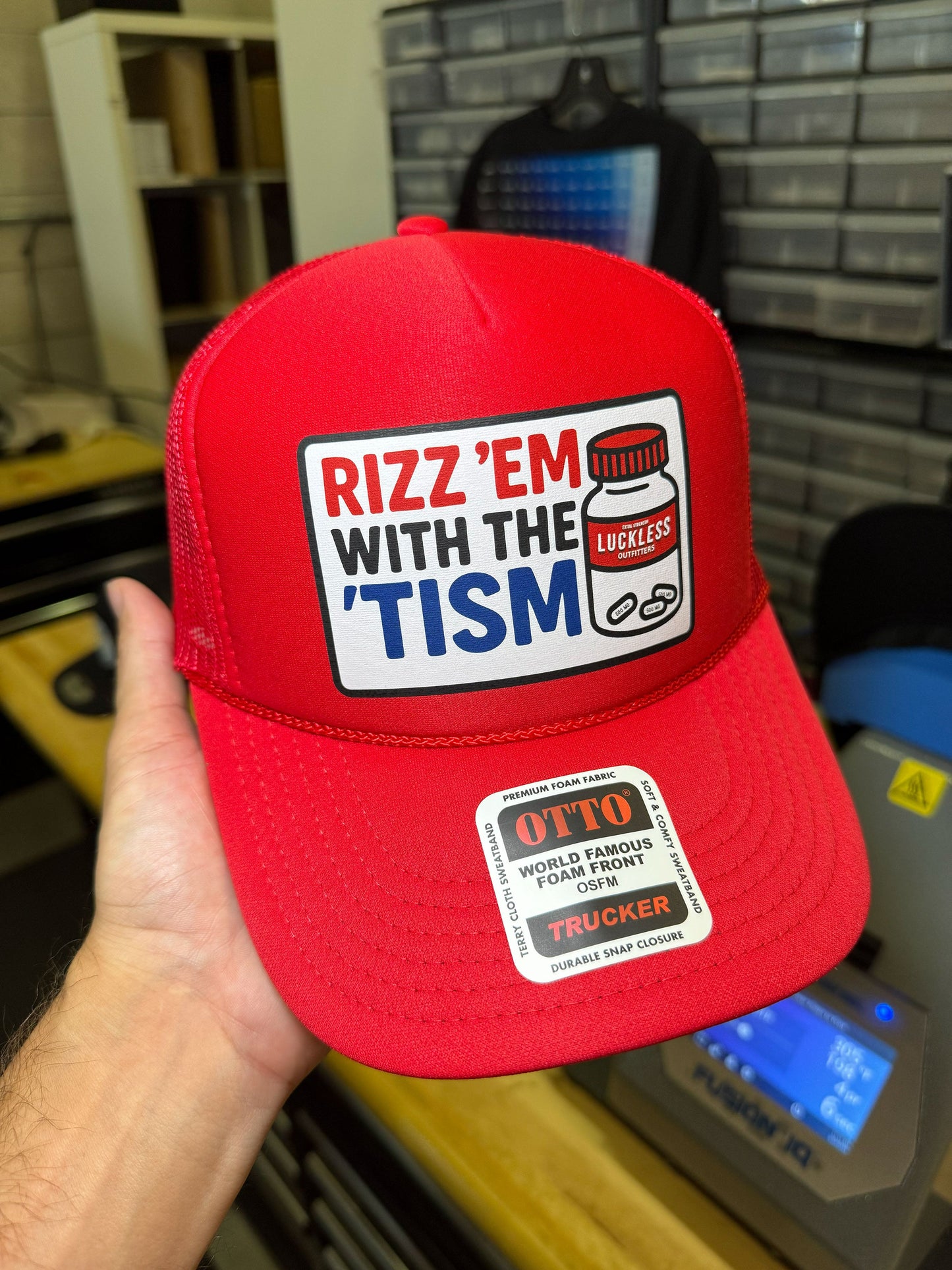 Rizz 'Em With The 'Tism Adjustable Trucker Hat