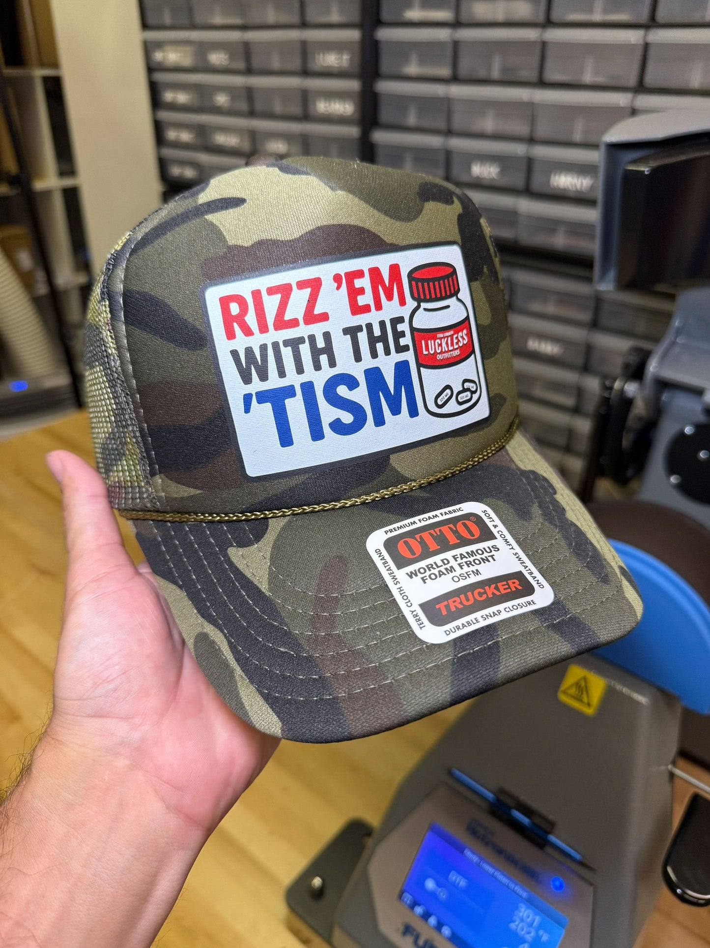 Rizz 'Em With The 'Tism Adjustable Trucker Hat