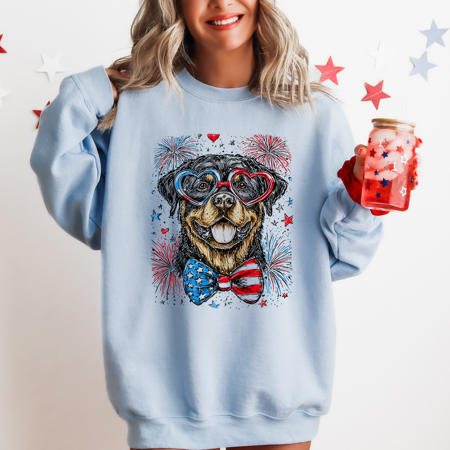 Rottweiler Patriotic Dog USA Flag 4th Of July Pet Lover Proud American Sweatshirt